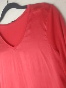 Marc Aurel 100% Silk Front & Viscose Blouse Women's Sz 36 Red V-Neck Top - Picture 1 of 9