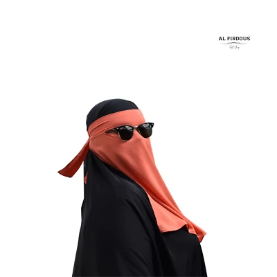 Niqab de uma camada, cobertura total de chiffon, verão primavera outono, cor: coral salmão - Imagem 1 de 3