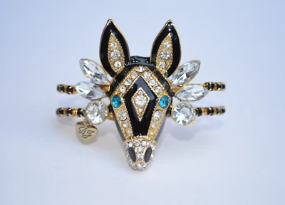 Pulsera Betsey Johnson Animal Critters Cebra Jeweled Bangel Cristal Negro Foto 1 de 4