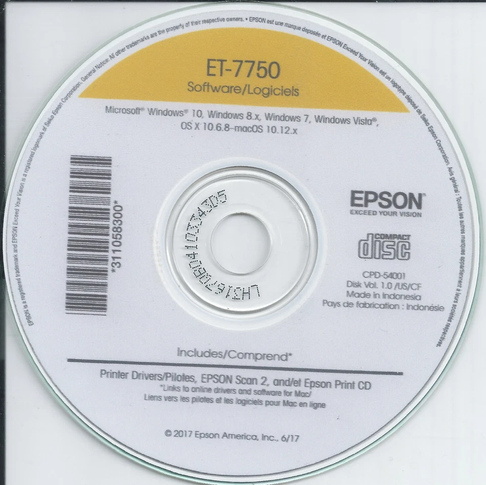 Epson ET-7750 BackUP Software for printer - Image 1 of 1