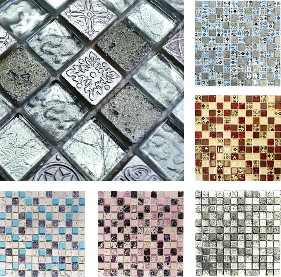 Mosaico IN Vetro Piastrella Rivestimento Muro Parete Cucina Herdspritzschutz - Immagine 1 di 1