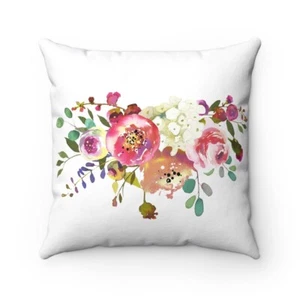 Pink Rose Spray Floral Throw Pillows, Home Decor  Decorative with Insert - Picture 1 of 7
