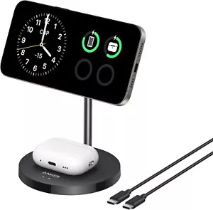 Anker MagSafe Charger Stand 2-in-1 Charging Station 15W Qi2 Certified【Upgraded】 - Picture 1 of 6