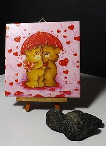 Dekofliese, Bildfliese, Wandfliese Geschenkidee Verliebte Teddys (021) - Bild 1 von 2