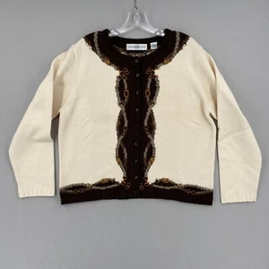 Vintage Marisa Christina Equestrian Bridle Cardigan Sweater Womens Large Ivory * - Picture 1 of 14
