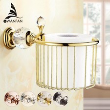 Paper Holders Gold Crystal Wall Mounted Bathroom Accessories Toilet Paper Holder