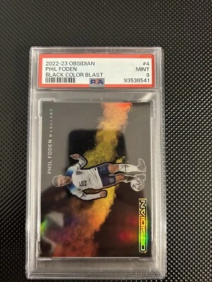 PHIL FODEN 2022 OBSIDIAN SOCCER BLACK COLORBLAST SSP PSA 9 Q2122 - Image 1 of 2