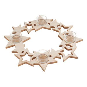 Soporte para velas de té VBS corona de Adviento - estrellas, incl. 4 vasos de velas de té decoración de Navidad - Imagen 1 de 1