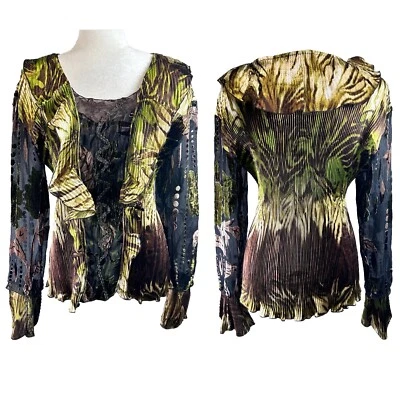 De colección. Y2K Estilo Hada Capricho Puro Burnout Terciopelo Artístico Bruja Volantes Talla L Foto 1 de 4