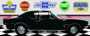 1967 Chevrolet Camaro RS Black Red Stripe (132) Garage Scene Vinyl Banner. - Picture 1 of 1