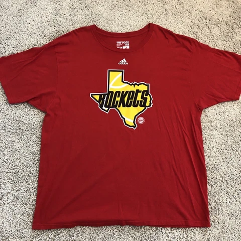 Houston Rockets Shirt Adult 2XL Red Casual NBA Basketball Adidas Sports Mens 17 Cover