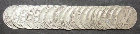 Walking Liberty Half Dollars Roll 20 pcs 1920's Dates Cover