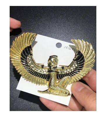 Broche de joyería dorado de acero inoxidable Isis diosa egipcia. - Imagen 1 de 3
