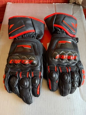 DAINESE Guanti taglia L 9 DRUID D1 LONG IN PELLE NERO ROSSO FLUO SPORTIVI MOTO - Immagine 1 di 4