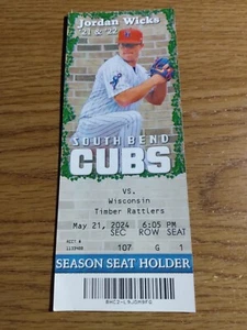 2024 South Bend A+ League Baseball Ticket Cubs Top Prospekt Jordan Wicks - Bild 1 von 7