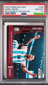 LIONEL MESSI #108 GEM MT 10 2022 PANINI INSTANT FIFA WORLD CUP QATAR PSA 10 - Imagen 1 de 3