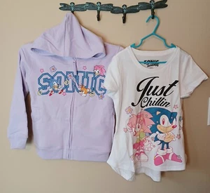Sonic The Hedgehog Girls T-Shirt & Zip Sweatshirt Jacket Set-10/12-Purple - Picture 1 of 5