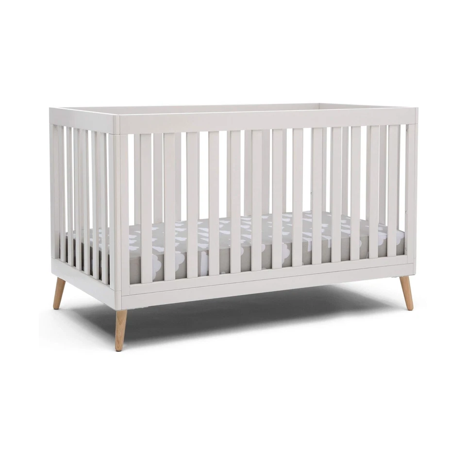 Delta Children Essex 4-in-1 Convertible Baby Crib BIANCA White/natural Legs