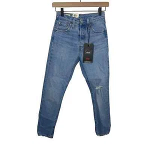 Levi's Womens Mid Rise Distressed 501 Skinny Denim Jeans Blue Size 24 NWT - Picture 1 of 5