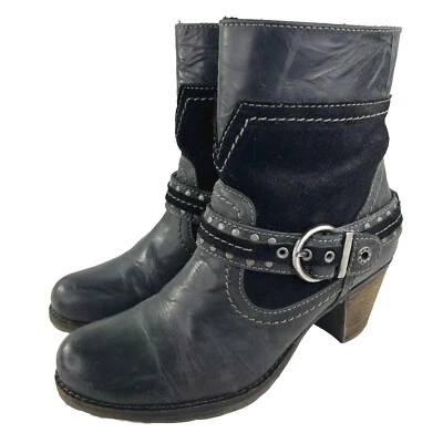 Dromedaris Mujer Botas Cuero Negro US 7 Tacones Tachonados Hebilla Cremallera Lateral Bota Foto 1 de 4