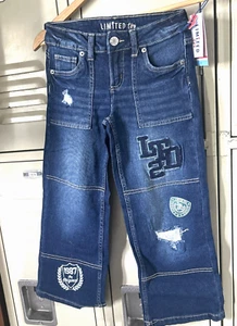New With Tags Limited Too Girls Straight Leg Jeans Denim W/Patches Sz 7 - Picture 1 of 20