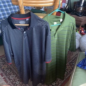 2 Callaway Golf X Series Performance Polo Shirt XL Striped 1 Green 1 Black TWO - Picture 1 of 12