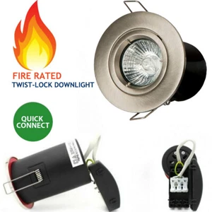 10x Downlights de techo empotrados con clasificación de fuego GU10 focos cromados cepillados - Imagen 1 de 2
