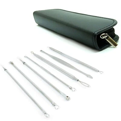 Blackhead Remover Tool Pimple Spot Acne Extractor Kit Popper 7 Piece Set In Case - Image 1 of 4