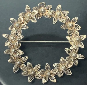 Broche de colección Atq plata esterlina 925 flor de filigrana G1 - Imagen 1 de 4