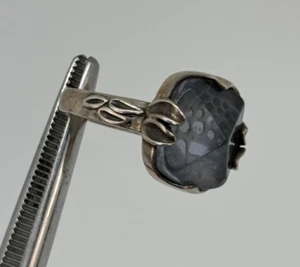 ANILLO BRUTALISTA VINTAGE PLATA ESTERLINA azul gris piedra texturizada talla 8 ** - Imagen 1 de 8
