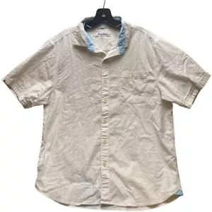 Tommy Bahama Shirt Adult Medium Ivory Seersucker Button Up Short Sleeve Mens - Picture 1 of 9