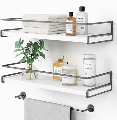 FORBENA White Floating Shelves for Bathroom Organizer Over Toilet, Bathroom Shelves W...