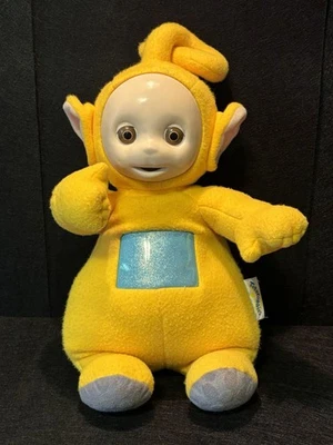 Muñeco amarillo de peluche LaLa Talking Laa Talking Laa 1998 vintage probado funciona 15" Foto 1 de 4