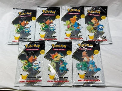 Pokémon First Partner Packs 25th Kanto, Johto, Hoenn, Sinnoh, 3x Unova Lot of 7 - Image 1 of 3