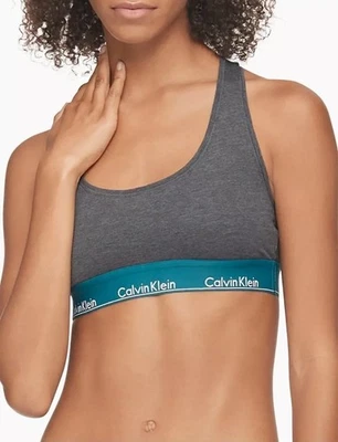 Bralette Calvin Klein Mujer Espalda Cucharada Carbón Brezo y Azul Talla L, Nuevo con Etiquetas Foto 1 de 4
