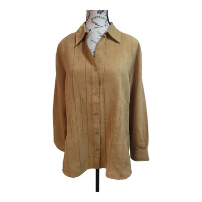 Blusa Lemon Grass Studio Mujer Camisa Botón Frontal Manga Larga Marrón Talla XL Foto 1 de 4