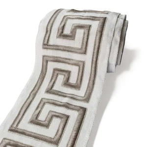 Taupe Greek Key Geometric Border Trim, Geometric Curtain Tape, Luxury Upholstery - Picture 1 of 7