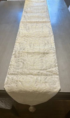 Martha Stewart Holiday Gold Shimmer 70-inch Table Runner with Tassles - Image 1 of 4