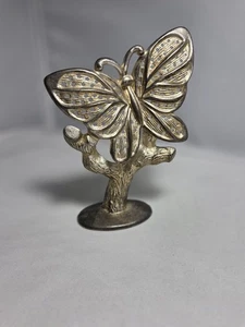 Vintage Yellow Gold Metal Butterfly Earring Jewelry Holder Tree Display Preowned - Picture 1 of 5
