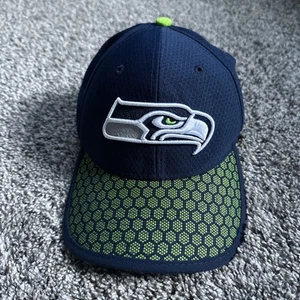 Seattle Seahawks New Era 39Thirty FlexFit Small-Medium Sideline Ball Cap Navy - Picture 1 of 12