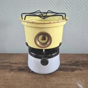Vtg. Enamelware Kerosene Stove Enamel Cooker Paraffin Burner yellow Campstove  - Picture 1 of 7