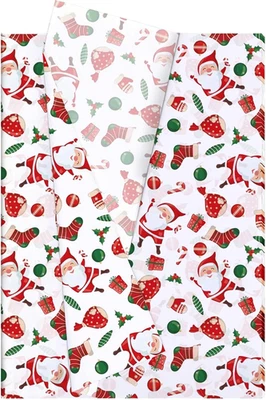 Hjvvr Christmas Santa Tissue Paper,20Sheets Xmas Red Wrapping Paper,20X14Inch Pr