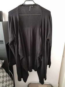 Capsule Long Black Cardigan Open design knitted pattern Size 24/26 - Picture 1 of 4