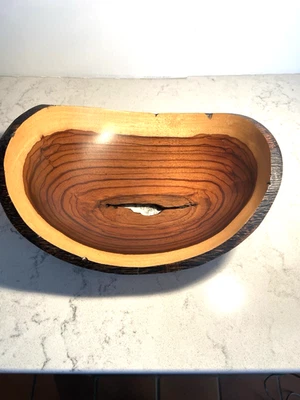 Винтажная красивая черная ореховая демонстрационная чаша с натуральным краем 11 дюймов - Изображение 1 из 4