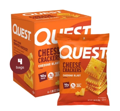 Bolachas de queijo Quest, sabor Cheddar Blast, 10g de proteína, 4 unidades - Imagem 1 de 4