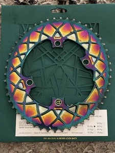 Absolute Black Premium Oval Chainring Oil slick 50t 110bcd Shimano Compatible - Picture 1 of 3