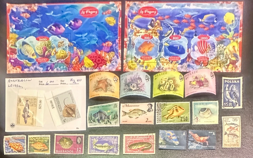 B652, 50+ Stamps Featuring Fish - Image 1 of 1