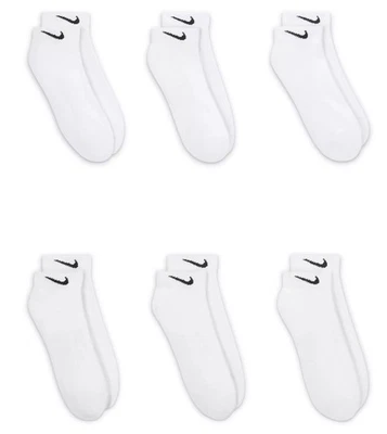 Носки Nike повседневные валик низкого покроя белые упаковка 6 шт. мужские размер 8–12 НОВЫЕ - Изображение 1 из 3