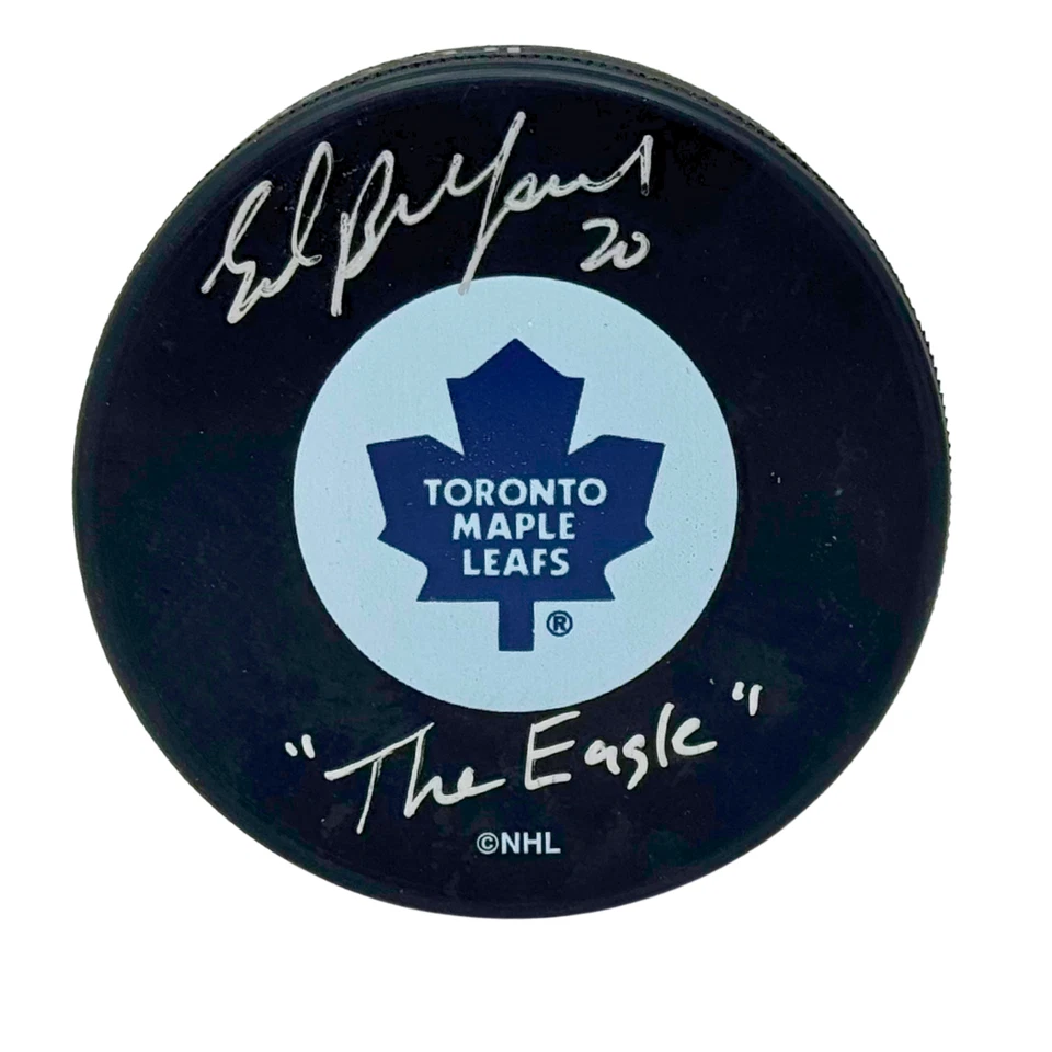 Ed Belfour Toronto Maple Leafs Firmado NHL Autógrafo Disco Plateado Automático Foto 1 de 4