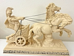 Carro romano VINTAGE con 2 cavalli A Santini scultura firmata Italia - Foto 1 di 24